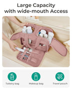4 in 1 Toiletry Bag Multi Functional Toiletry Bag for Women, Large Capacity Travel Toiletry Bag, Multi-Compartment Makeup Organiser with Elastic Brush Holders, Wide-Mouth Design