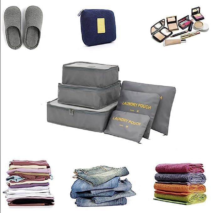Styleys Polyester Set of 6 Packing Cubes Travel Organizer Pouches
