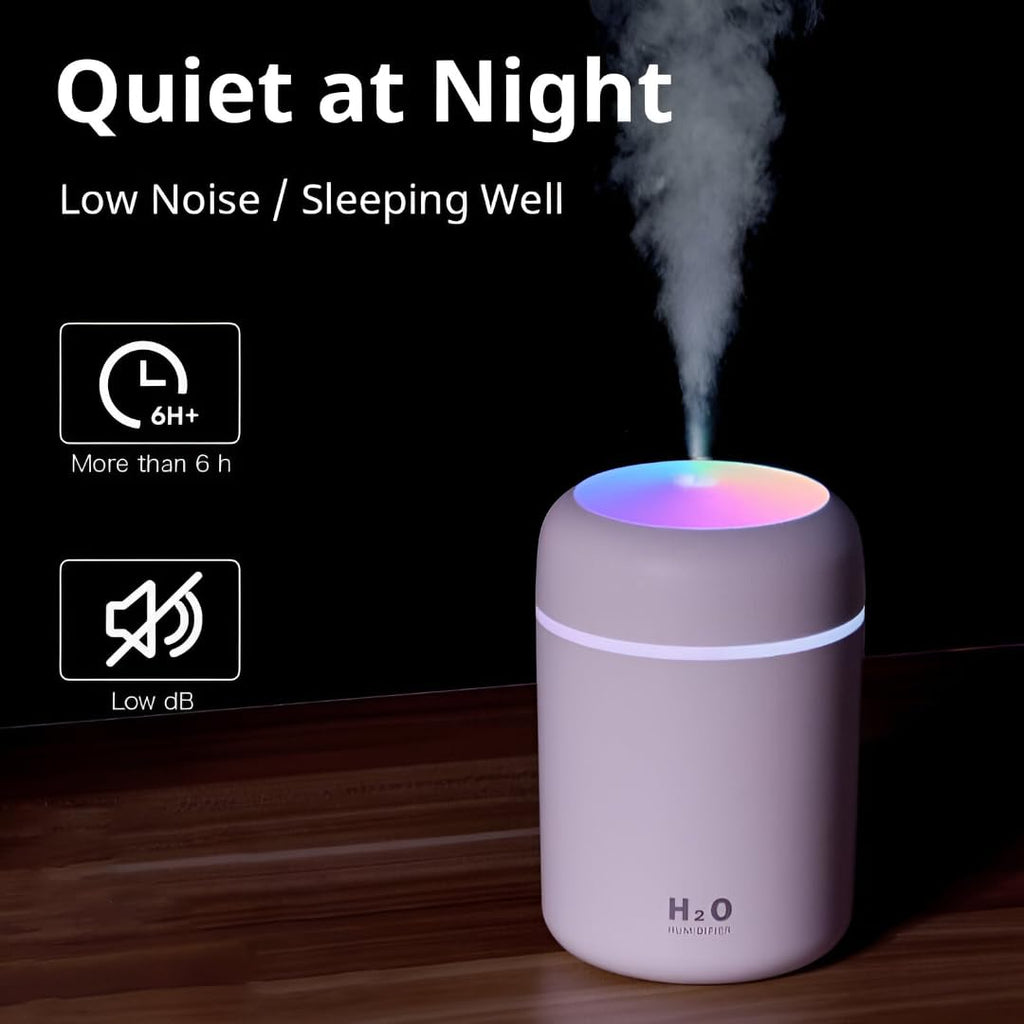 Ultrasonic Cool‑Mist Aroma Diffuser | Quiet Humidifier with LED Mood Lights | Aromatherapy Air Freshener for Home, Car, Office, Spa & Yoga | Calming Mist & Glow (H2O Humidifier)