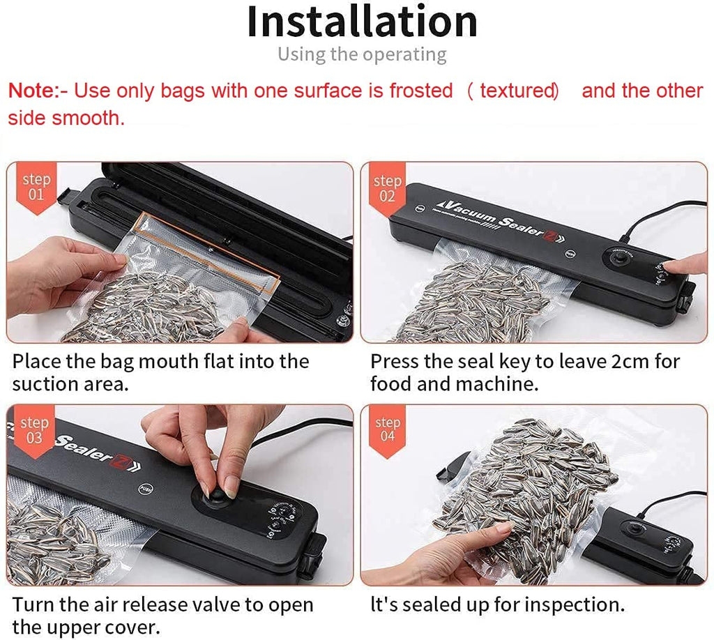Vacuum Sealer Machine, Automatic Fresh Food-Sealer, Vacuum Packing Machine For Fruits, Meat Preservation With Dry & Moist Sealing Modes With LED
