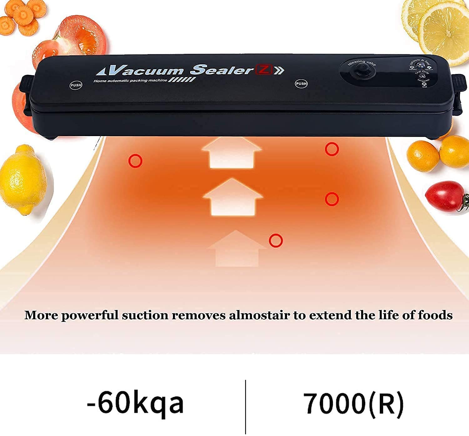 Vacuum Sealer Machine, Automatic Fresh Food-Sealer, Vacuum Packing Machine For Fruits, Meat Preservation With Dry & Moist Sealing Modes With LED