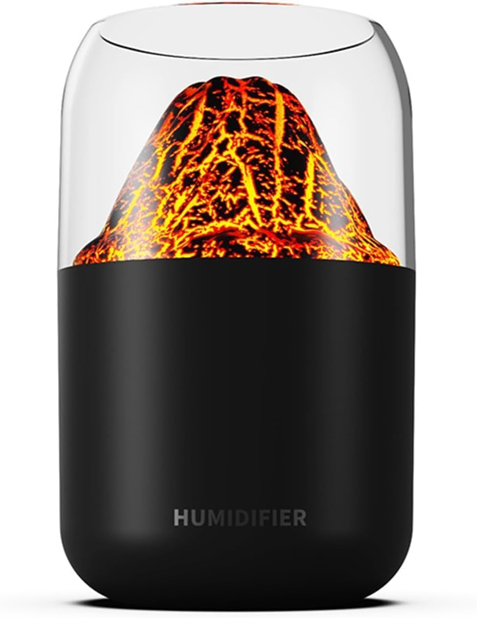 ZYOZ Volcano Humidifier with LED Flame Effect | Cool Mist Aroma Diffuser for Home, Office & Bedroom | Silent Operation, Auto Shut-Off & Night Light Function Main image