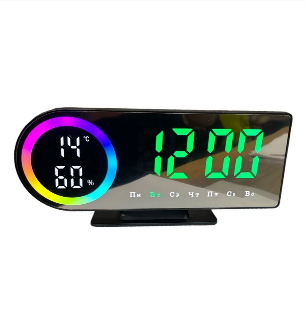 Digital Alarm Clock with 7-Color Changing LED Light, W601 Real-Time Temperature, Calendar Display & Snooze Function 1 pc