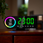 Digital Alarm Clock with 7-Color Changing LED Light, W601 Real-Time Temperature, Calendar Display & Snooze Function 1 pc