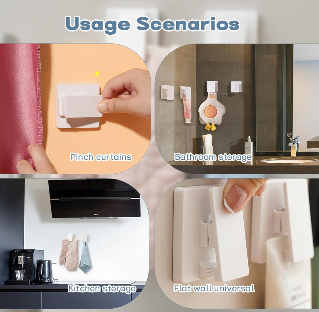 Self Adhesive Wall Clips Hanging Tapestry Hangers for Wall No Drilling Towel Rack Hooks Posters Pictures Binders Spring Clips Sticky for Bathroom Kitchen Home (pack of 6)