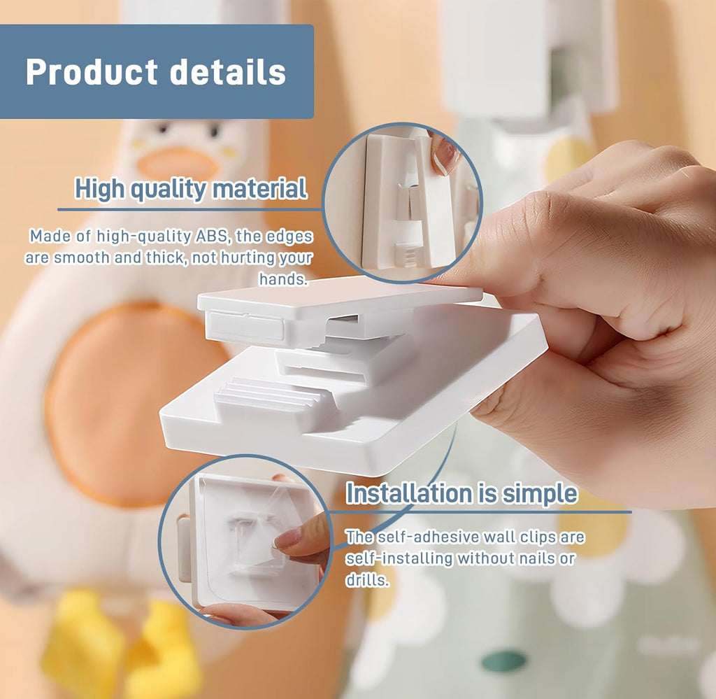 Self Adhesive Wall Clips Hanging Tapestry Hangers for Wall No Drilling Towel Rack Hooks Posters Pictures Binders Spring Clips Sticky for Bathroom Kitchen Home (pack of 6)