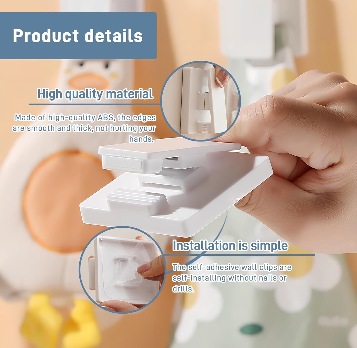Self Adhesive Wall Clips Hanging Tapestry Hangers for Wall No Drilling Towel Rack Hooks Posters Pictures Binders Spring Clips Sticky for Bathroom Kitchen Home (pack of 6)