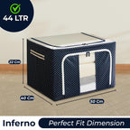 Wardrobe Organizer Storage Box Pack of 04 (50×40×22 cm), Foldable Clothes Storage with Zipper & Handle, Blue