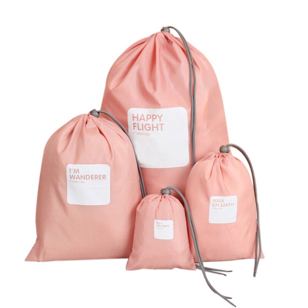 4pcs/lot Set Travel Storage Bag Waterproof Nylon D String Pouch Men and Women Folding Clothes Classified Organizers Packing Shoes L Age Bags