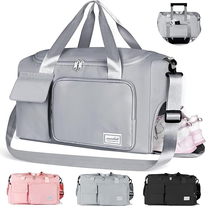 Nylon 24 Liter Travel Bag for Women Duffle Bags Shoulder Handbag for Men & Women, Outdoor Weekend Cabin Bag with Shoe and Wet Clothes Compartments (46x23x23 cm