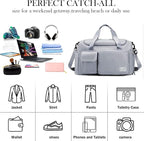 Nylon 24 Liter Travel Bag for Women Duffle Bags Shoulder Handbag for Men & Women, Outdoor Weekend Cabin Bag with Shoe and Wet Clothes Compartments (46x23x23 cm
