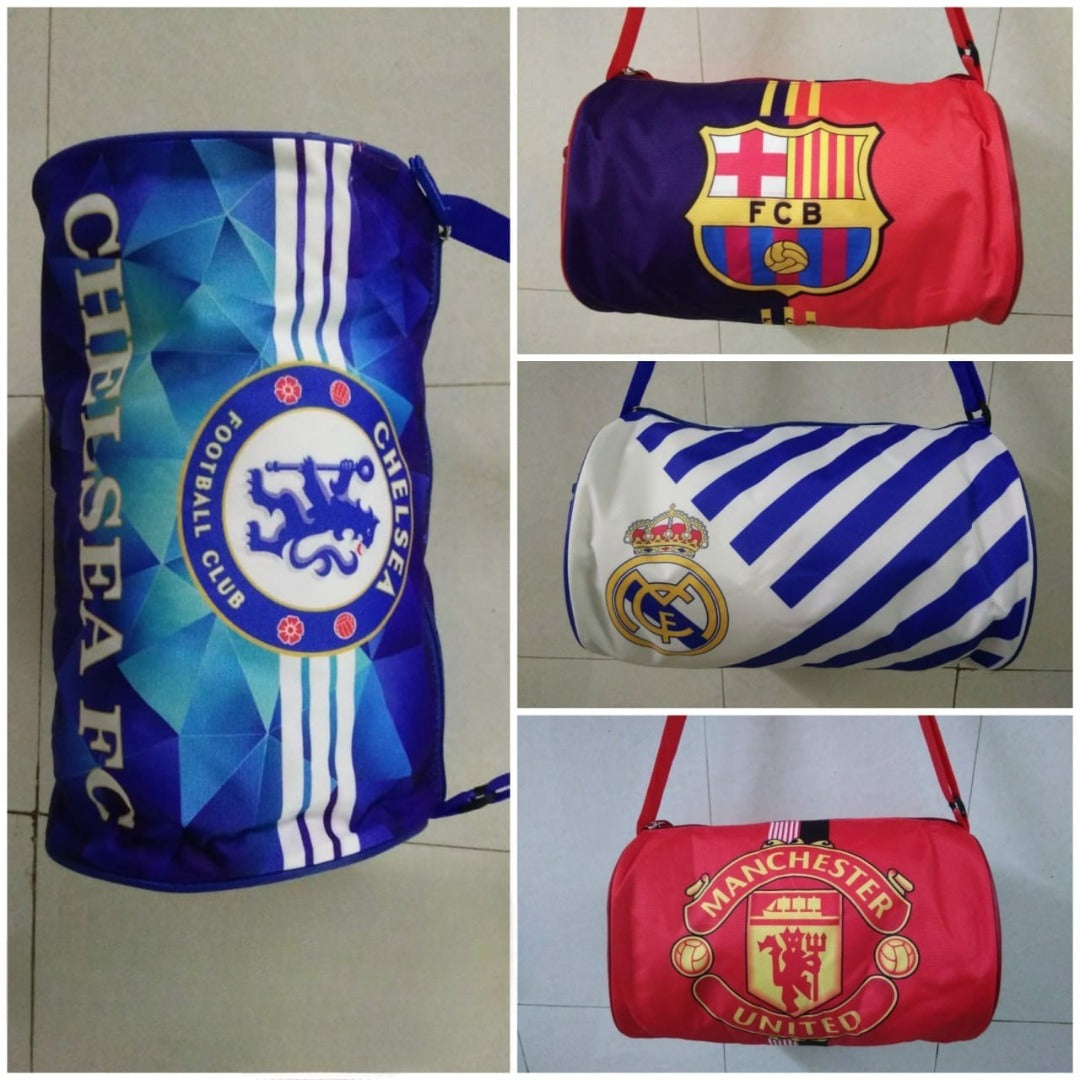 Football Club Duffle Bag for Kids (Style-FCB001)-Compact 13 inches - Stylish Travel Sports Picnic Bag with Adjustable Shoulder Strap - Birthday Gift for Young Football Fans, Boys & Girls