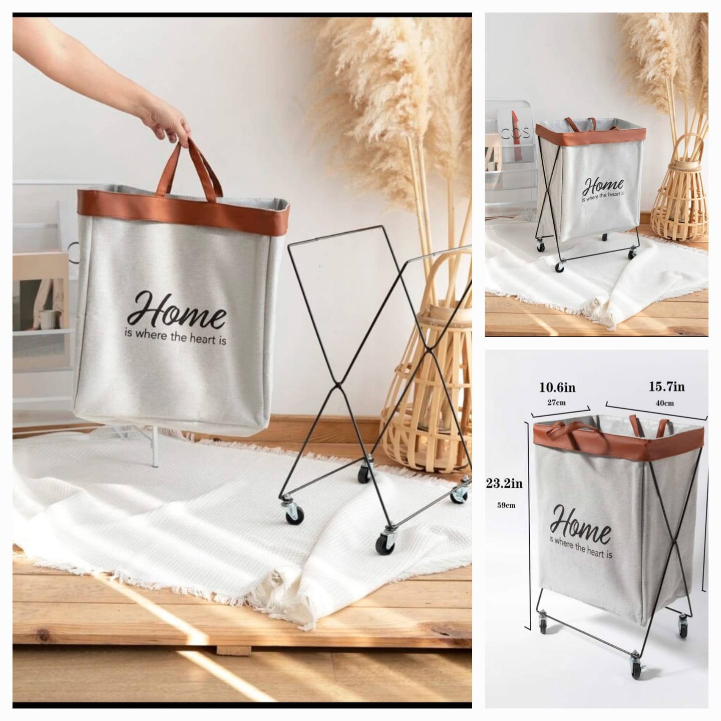 Home Foldable Laundry Basket with Wheels