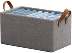 Storage Bag Without Lid (Grey) – Foldable Canvas Wardrobe Organiser, Stackable Steel Frame Storage Bin for Clothes, Bedding, Saree, Blanket & Closet (1)