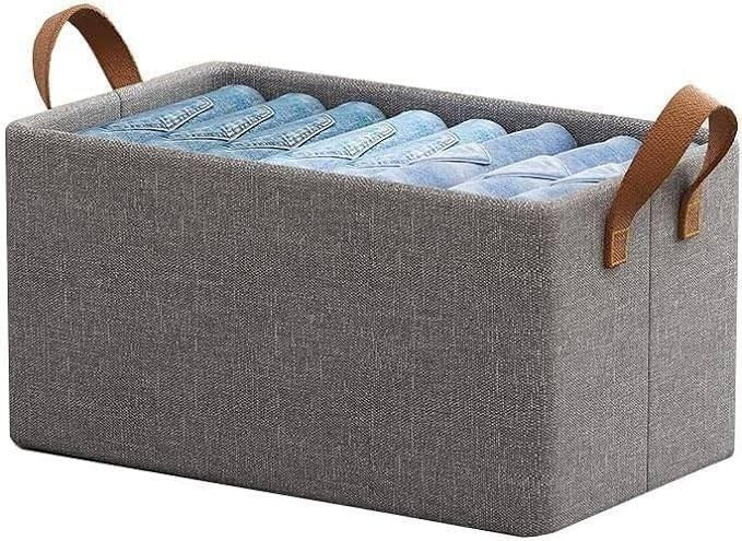 Storage Bag Without Lid (Grey) – Foldable Canvas Wardrobe Organiser, Stackable Steel Frame Storage Bin for Clothes, Bedding, Saree, Blanket & Closet (1)