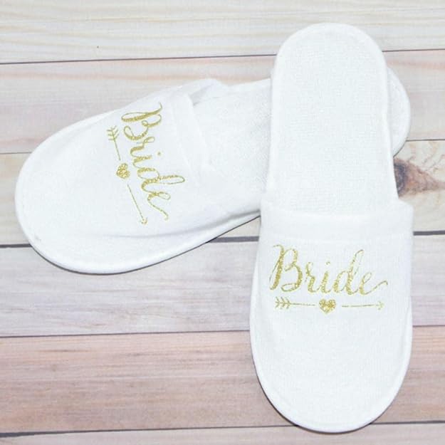 ZYOZ Bride Bridal Slippers for Women – Soft White Wedding Slippers with Elegant “Bride” Print | Comfortable Indoor Flip-Flop Style Footwear for Wedding, Bridal Shower & Honeymoon Secondary image