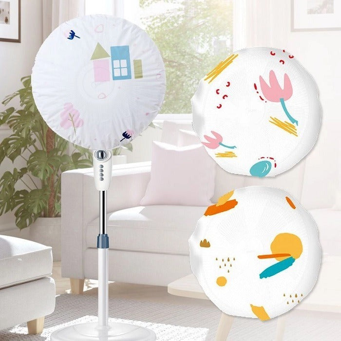 Standing Round Fan Dust Cover Safety Shield PEVA Fan Protector Washable Foldable Dustproof, Household Waterproof Dust Cover, Electric Fan Cover, Round Shape (45CM, Pattern May Vary)