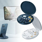 Multifunctional USB Data Cable Set, Storage Box with Multi USB Charging Adapter Cable Kit Micro USB A Type C Lighting, Charging and Data Transfer Cable Kit, Card Storage, Tray Eject Pin.