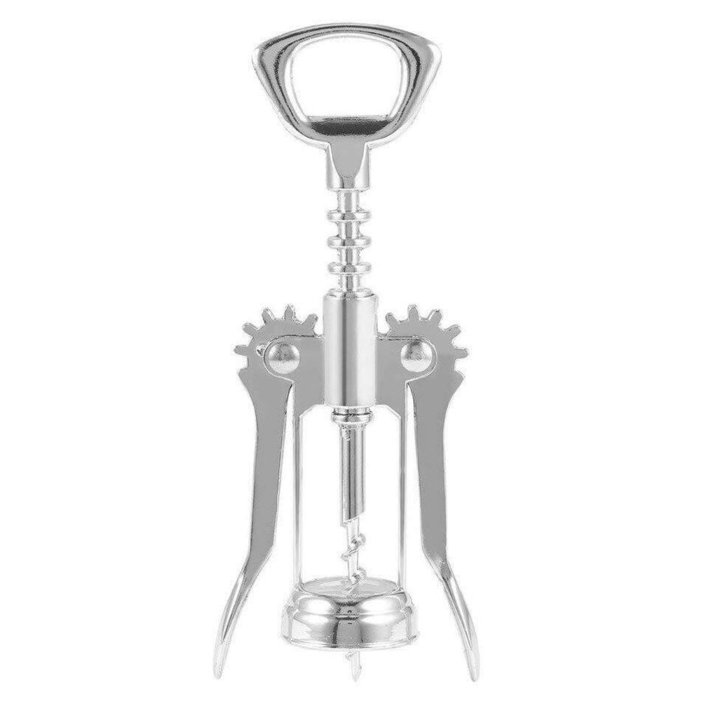 Multifunctional Wine Opener - Wing Corkscrew Beer and Wine Bottle Opener w/Winged Grip - Easy to Use Cork Remover, Used in Kitchen Chateau Restaurant Bars for Wine Enthusiast and (Silver, 18.5x5cm)