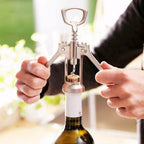Multifunctional Wine Opener - Wing Corkscrew Beer and Wine Bottle Opener w/Winged Grip - Easy to Use Cork Remover, Used in Kitchen Chateau Restaurant Bars for Wine Enthusiast and (Silver, 18.5x5cm)