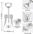 Multifunctional Wine Opener - Wing Corkscrew Beer and Wine Bottle Opener w/Winged Grip - Easy to Use Cork Remover, Used in Kitchen Chateau Restaurant Bars for Wine Enthusiast and (Silver, 18.5x5cm)