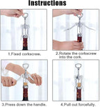 Multifunctional Wine Opener - Wing Corkscrew Beer and Wine Bottle Opener w/Winged Grip - Easy to Use Cork Remover, Used in Kitchen Chateau Restaurant Bars for Wine Enthusiast and (Silver, 18.5x5cm)