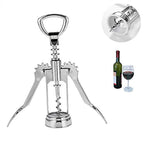 Multifunctional Wine Opener - Wing Corkscrew Beer and Wine Bottle Opener w/Winged Grip - Easy to Use Cork Remover, Used in Kitchen Chateau Restaurant Bars for Wine Enthusiast and (Silver, 18.5x5cm)