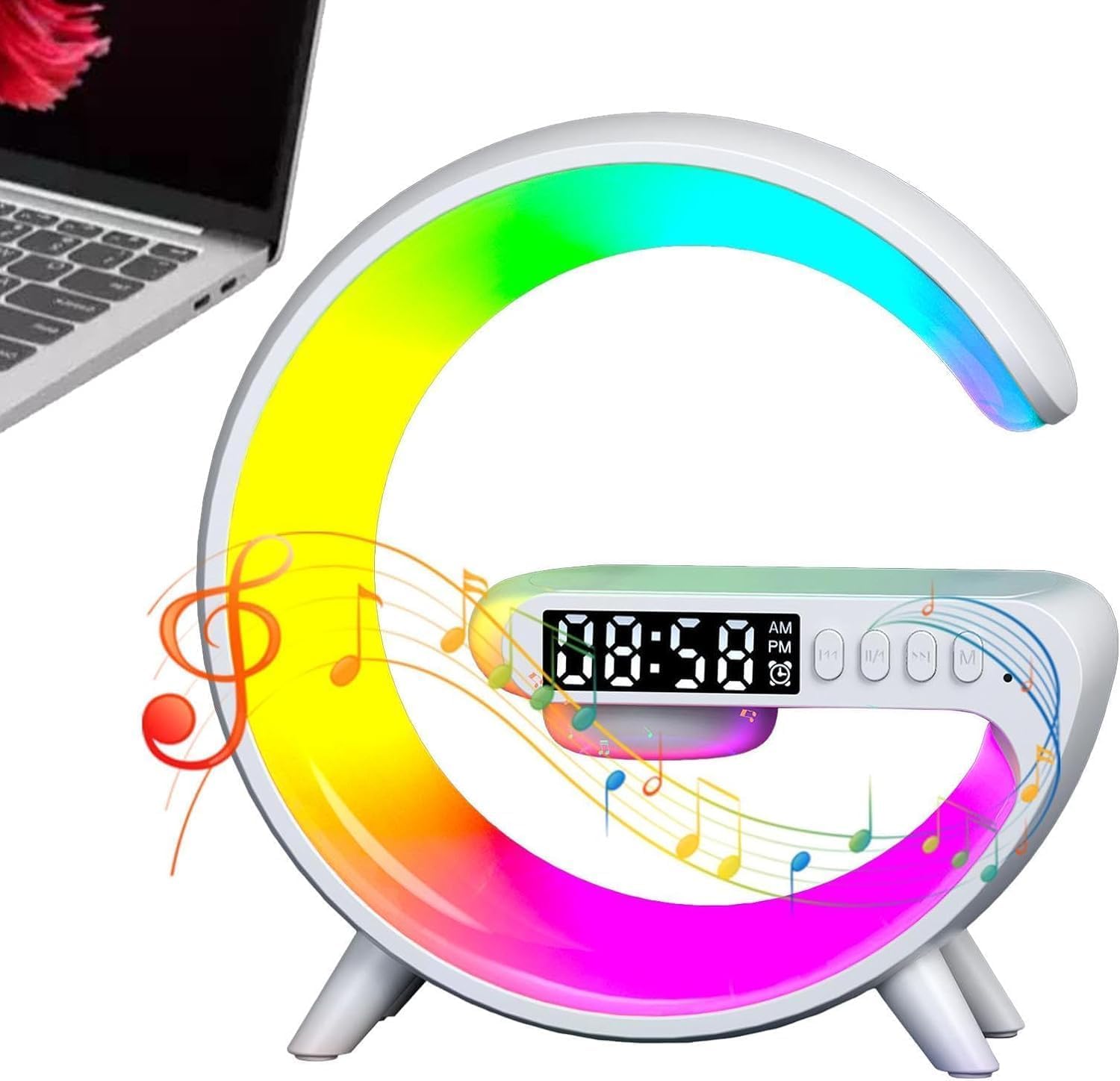Wireless Charger Lamp with Bluetooth Speaker, FM Radio & Dynamic RGB Mood Lights