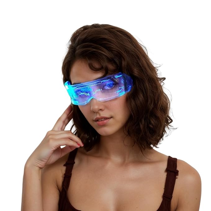 ZYOZ LED Light Up Rave Techno Sunglasses, Cyberpunk DJ Party Glasses, 7 Color Effects, 5 Flash Modes, for Festivals, Night Clubs and Night Events. Unisex Main image