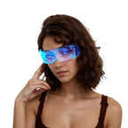 LED Light Up Rave Techno Sunglasses, Cyberpunk DJ Party Glasses, 7 Color Effects, 5 Flash Modes, for Festivals, Night Clubs and Night Events. Unisex