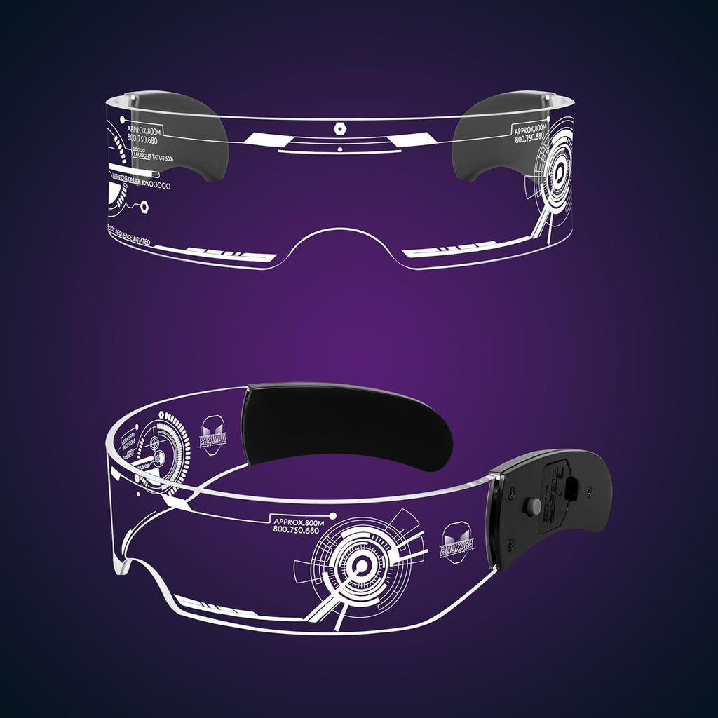 LED Light Up Rave Techno Sunglasses, Cyberpunk DJ Party Glasses, 7 Color Effects, 5 Flash Modes, for Festivals, Night Clubs and Night Events. Unisex
