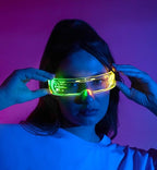 LED Light Up Rave Techno Sunglasses, Cyberpunk DJ Party Glasses, 7 Color Effects, 5 Flash Modes, for Festivals, Night Clubs and Night Events. Unisex