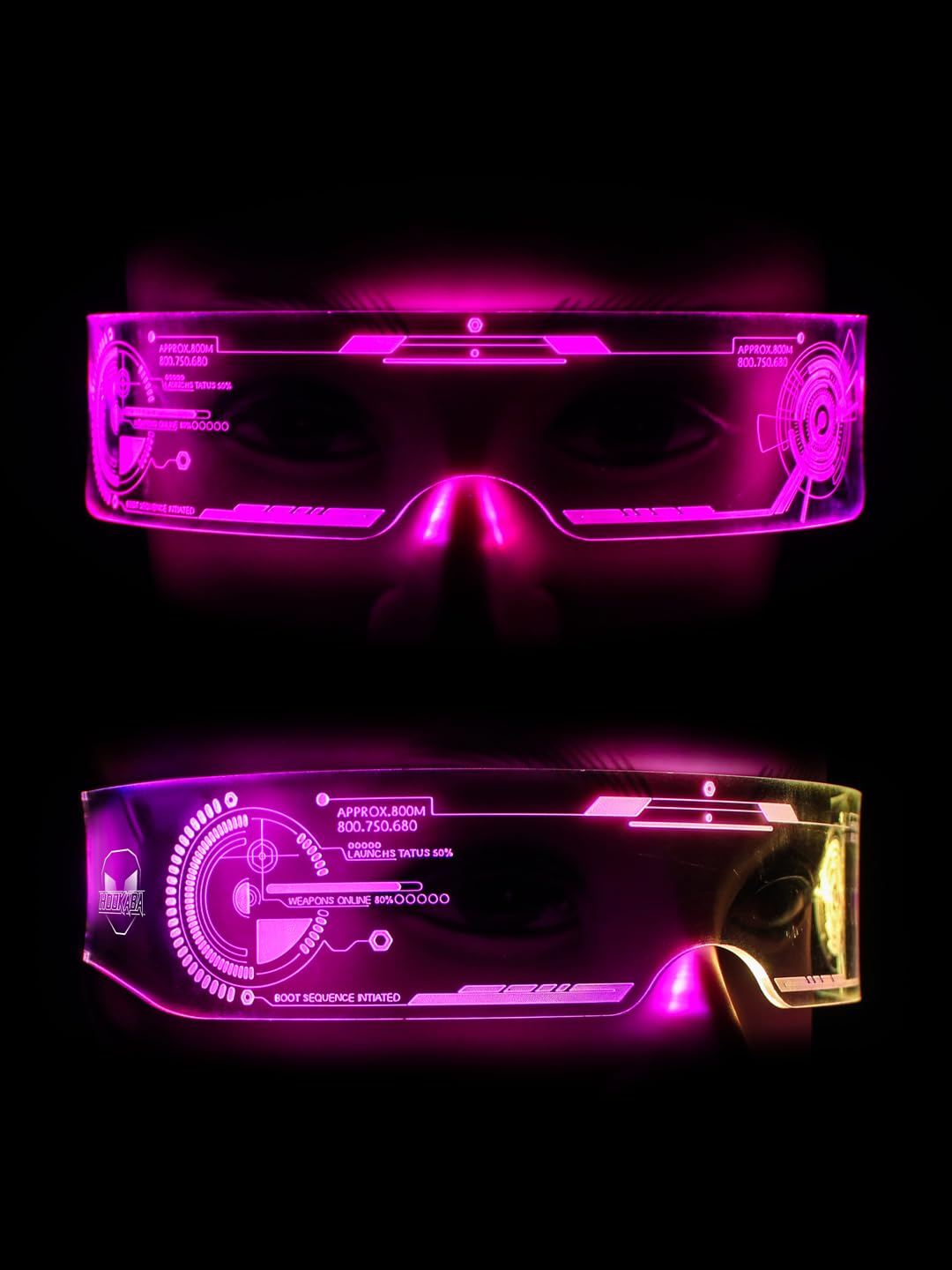 LED Light Up Rave Techno Sunglasses, Cyberpunk DJ Party Glasses, 7 Color Effects, 5 Flash Modes, for Festivals, Night Clubs and Night Events. Unisex