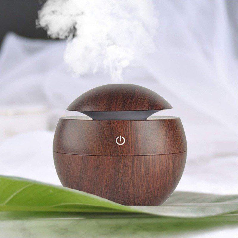 USB Portable Humidifier – Mini Cool Mist Humidifier for Car, Office & Home Use (Wood Finish, Dark Brown)