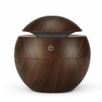 USB Portable Humidifier – Mini Cool Mist Humidifier for Car, Office & Home Use (Wood Finish, Dark Brown)