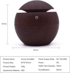 USB Portable Humidifier – Mini Cool Mist Humidifier for Car, Office & Home Use (Wood Finish, Dark Brown)
