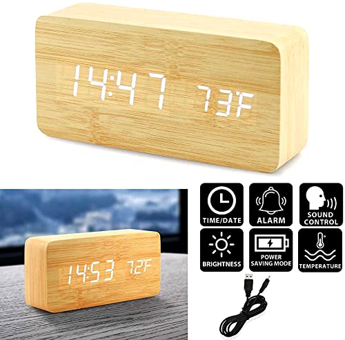 Wooden Digital Clock Temperature Date Display Clock 1 pc
