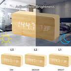 Wooden Digital Clock Temperature Date Display Clock 1 pc