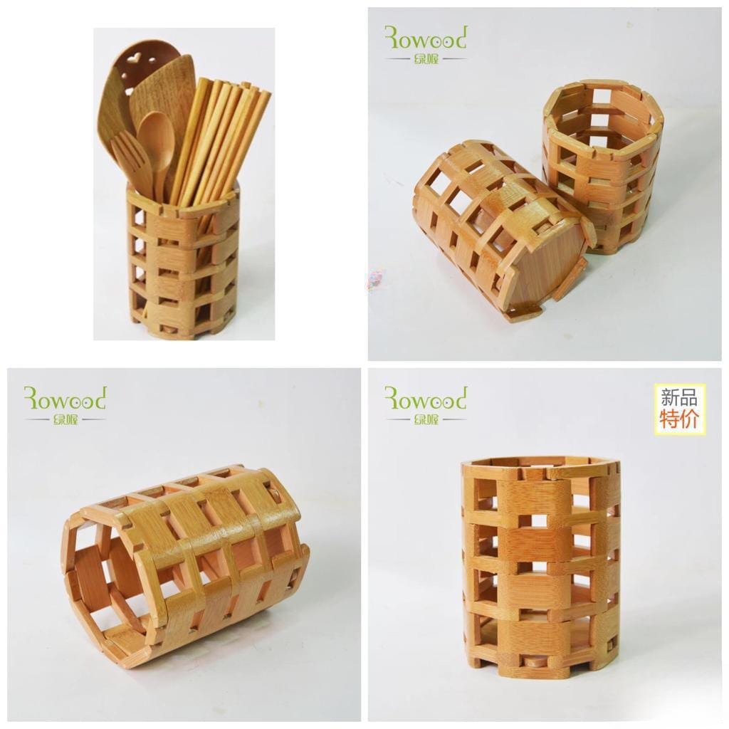 ZYOZ Multifunctional Wooden Desk Organizer for Stationery – Polygonal Bamboo Cup for Pens, Makeup Brushes, Art Supplies & Kitchen Cutlery – Perfect for Living Room & Dressing Table (1 Pcs) Secondary image