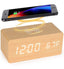 Alarm Clock Digital Voice Control Adjustable Brightness Fashion Desk Wooden Alarm Clock with Date and Day Display | Rectangular Student Time Reminder Sound Clock | Bed Side Table Watch