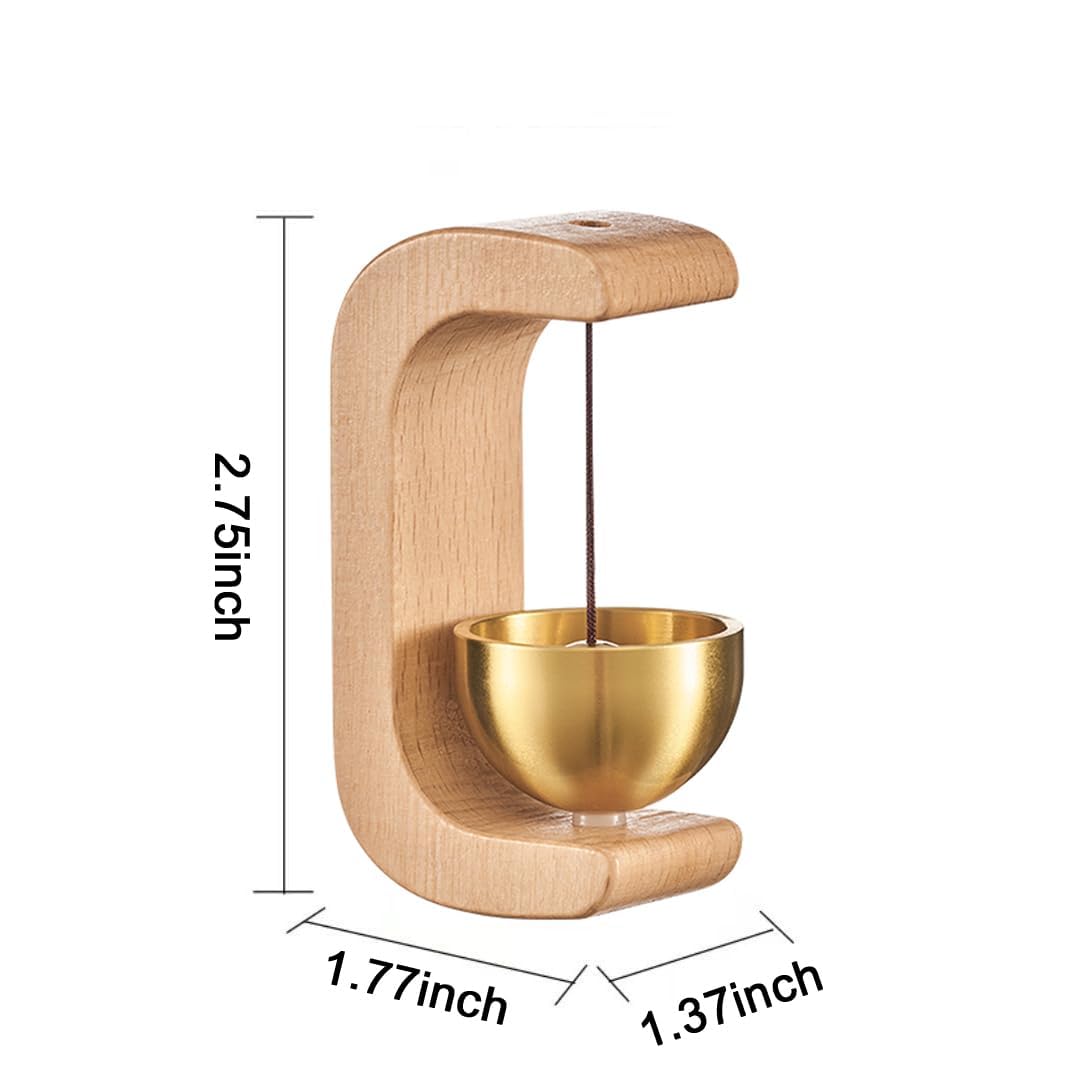 Magnetic Wooden Doorbell, Wood & Brass Shopkeepers Bell Entry Alert for Small Doors for Door Opening, Wall Mount Classic Sound Bell, Decorative Entry Chime for Home, Office Secondary image