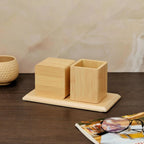 Digital Wooden Desk Clock with Desk Organizer, Table Clocks, Home Office Tabletop Clocks