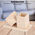 ZYOZ Wooden Digital Alarm Clock, LED Electronic Clock, USB Powered Desktop Table Clocks with Pen Holder Siutable for Students, Teens, Office Staff, etc