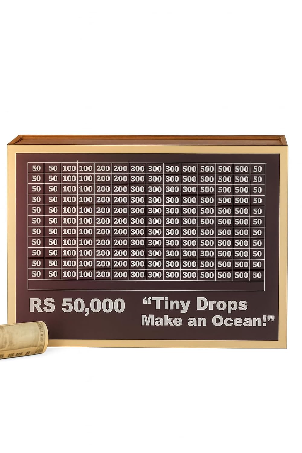 Premium Wooden Money Saving Box – Number Piggy Bank for Kids & Adults | Secure Coin & Cash Storage Box | Stylish Wooden Safe (50K Money Box, 1, Count)