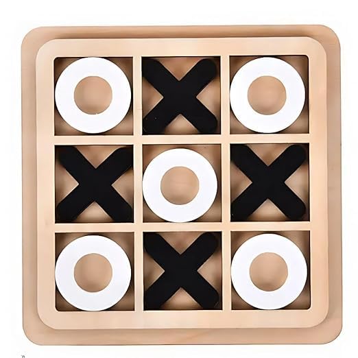 ZYOZ Classic Wooden Tic Tac Toe Game – Engaging XOXO Board Game for Kids & Adults, Fun Brain-Boosting Tabletop Toy, Perfect for Family Game Nights & Birthday Return Gifts (Ages 5-12)(random colour) Main image