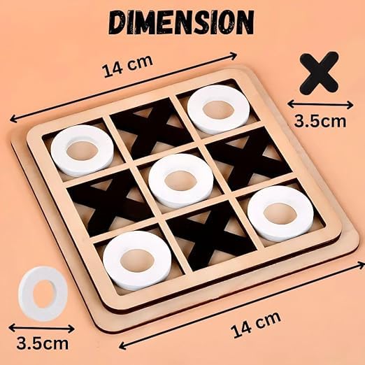 Classic Wooden Tic Tac Toe Game – Engaging XOXO Board Game for Kids & Adults, Fun Brain-Boosting Tabletop Toy, Perfect for Family Game Nights & Birthday Return Gifts (Ages 5-12)