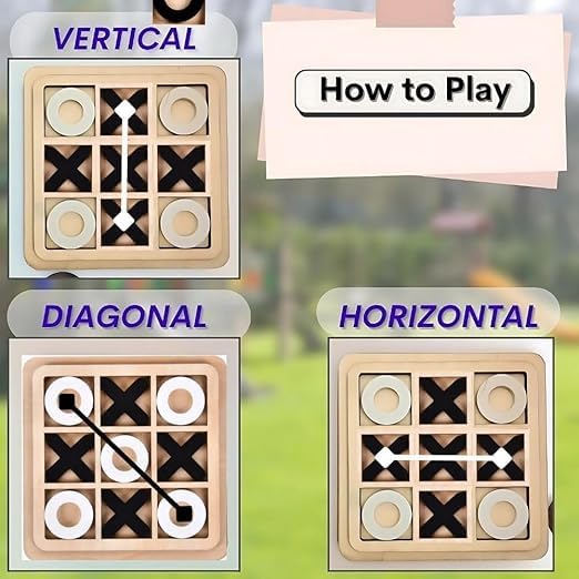 Classic Wooden Tic Tac Toe Game – Engaging XOXO Board Game for Kids & Adults, Fun Brain-Boosting Tabletop Toy, Perfect for Family Game Nights & Birthday Return Gifts (Ages 5-12)