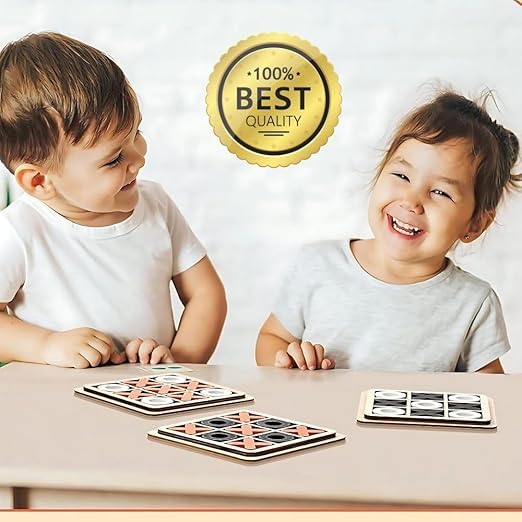 Classic Wooden Tic Tac Toe Game – Engaging XOXO Board Game for Kids & Adults, Fun Brain-Boosting Tabletop Toy, Perfect for Family Game Nights & Birthday Return Gifts (Ages 5-12)