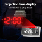 Projector LED Display Digital Projection Mute Mirror USB powwed Office Clock with 180° Projector for Bedroom Digital Temperature Display Clock
