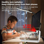 Projector LED Display Digital Projection Mute Mirror USB powwed Office Clock with 180° Projector for Bedroom Digital Temperature Display Clock
